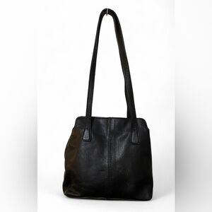 Timeless and practical black leather tote from Leather Co. by Liz Claiborne.